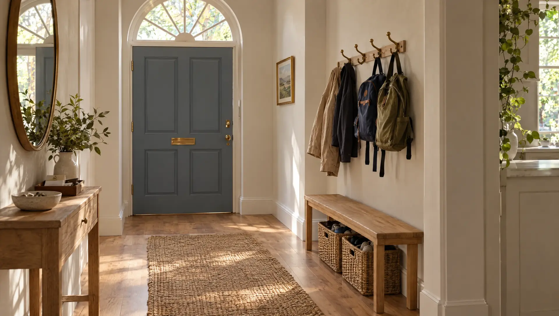 The entrance, organised